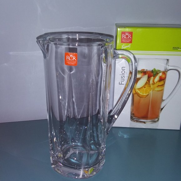 NIB ~ Crystal Glass Iced-Tea Water Pitcher Jug ~ Luxion Crystal ~ Made in Italy - Picture 2 of 9